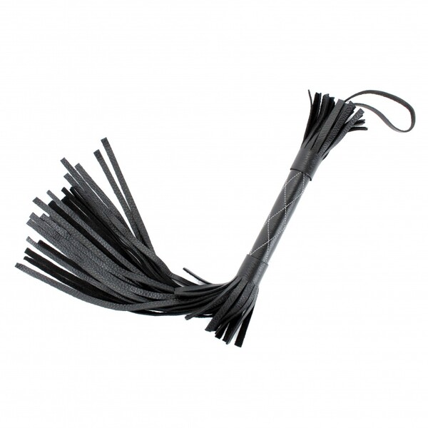 Плетка из кожи 45 см с белыми ромбами