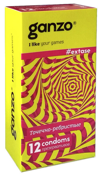 Презервативы Ganzo Extase №12 (Точечно-ребристые)