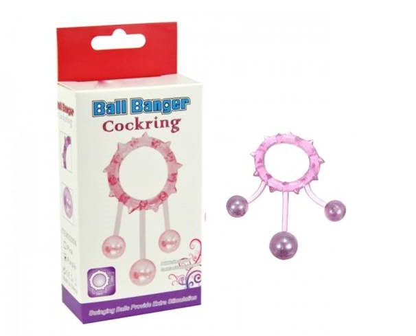 Кольцо с 3 утяжеляющими шариками фиолетовое Ball Banger Cock Ring 3 balls