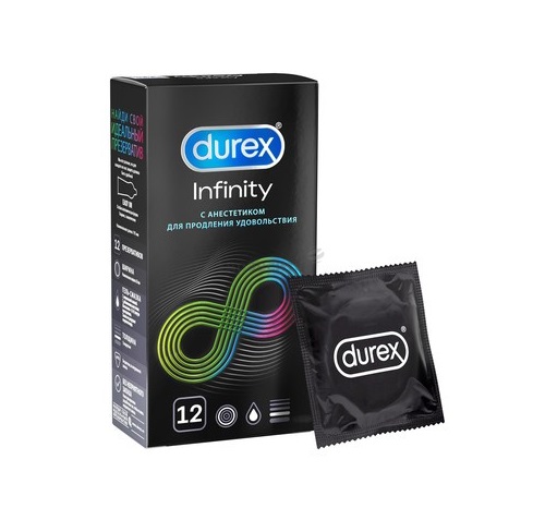 Презервативы Durex №12 Infinity (гладкие с анестетиком)