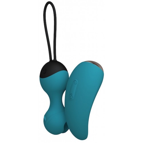 Виброшарики Кегеля с вибро-пультом ду SuperNova цвет морская волна