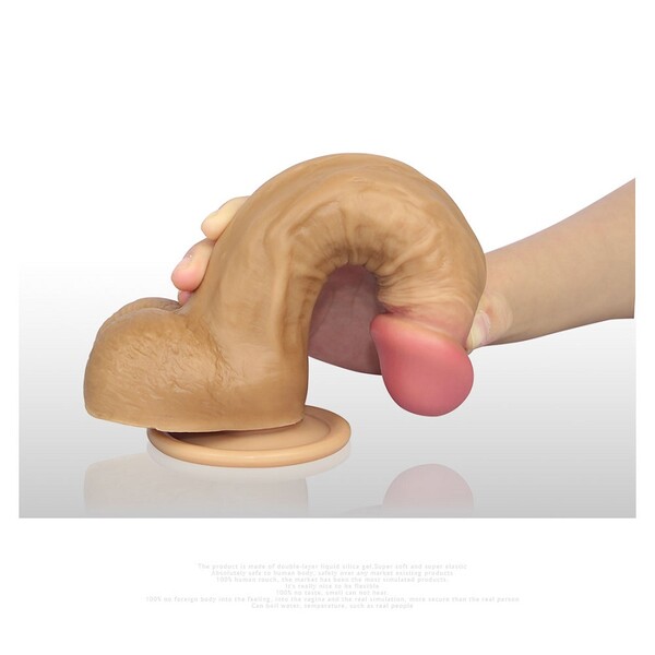 Фаллос на присоске с мошонкой 8'' Dual-layered Silicone Dildo