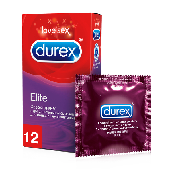 Презервативы Durex №12 Elite тонкие с дополнительной смазкой