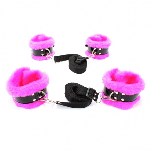 Набор на кровать с искусственным мехом BDSM Light розовый мех