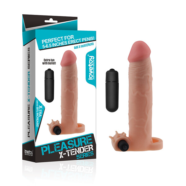 Насадка с вибрацией удлиняющая Super-Realistic Penis Extension Sleeve
