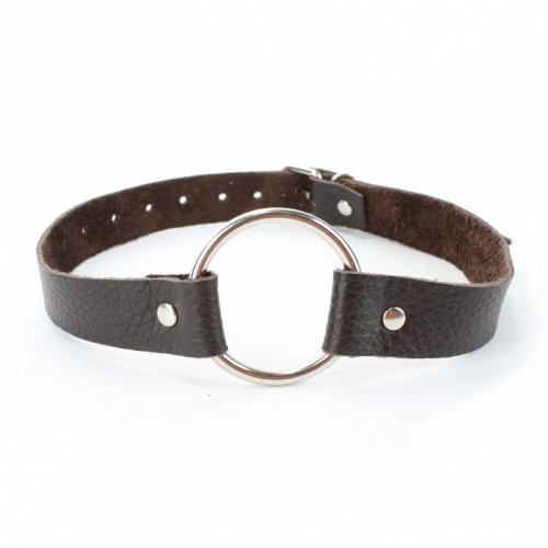 Кляп с кольцом из темно шоколадной кожи