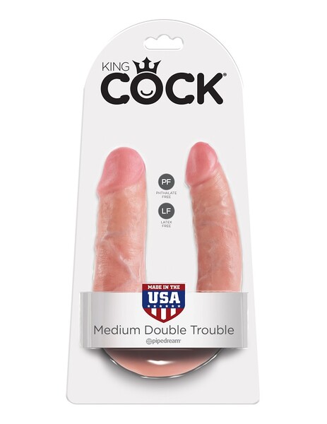 Двойной фаллоимитатор King Cock U-Shaped Medium Double Trouble Flesh