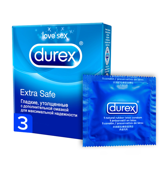 Презервативы Durex №3 Extra Safe плотные с дополнительной смазкой