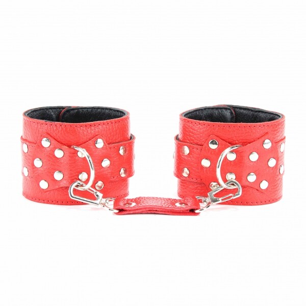 Наручники из кожи красные