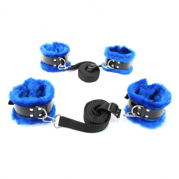 Набор на кровать с искусственным мехом BDSM Light синий мех