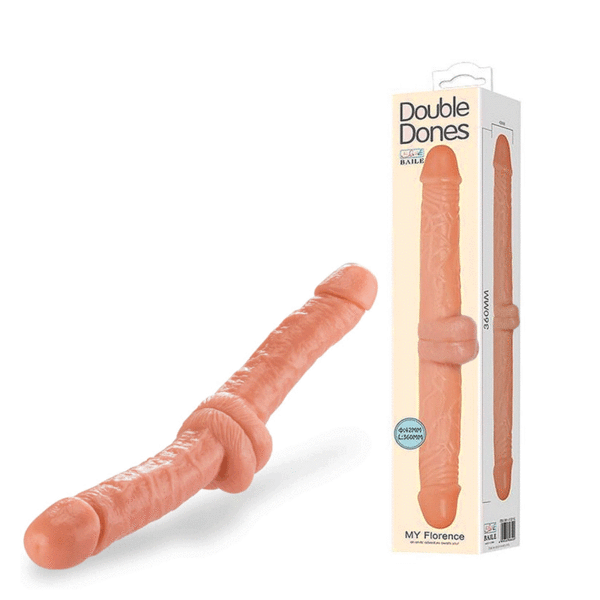 Двухголовый фаллоимитатор с мошонкой