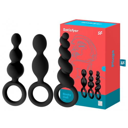 Набор черных анальных шариков Satisfyer Plugs