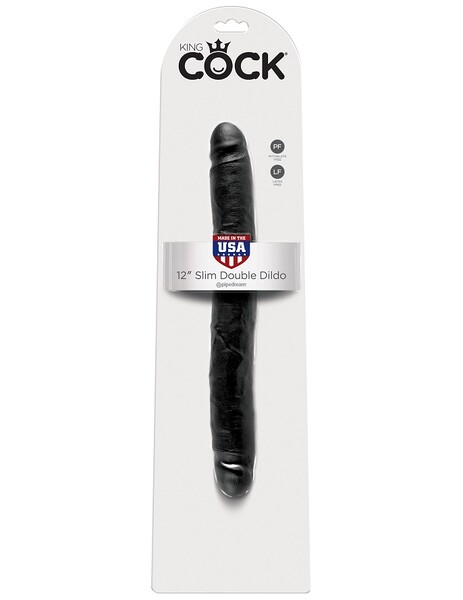 Двухсторонний фаллоимитатор King Cock 12 Slim Double Dildo Black
