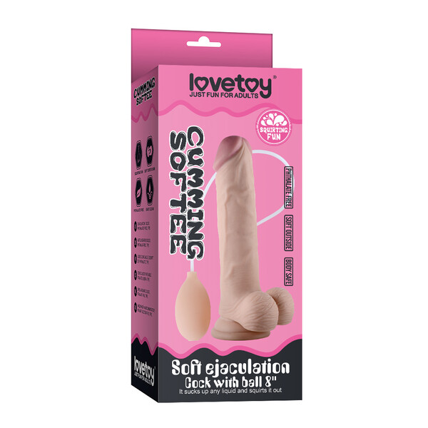Фаллос Soft Ejaculation Cock With Ball 8” с имитацией семяизвержения