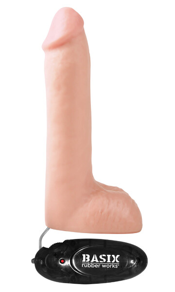 Вибратор с мошонкой Basix Rubber Works 8" Vibrating Dong